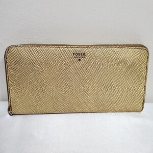 Fossil Gold Zip-Around Wallet